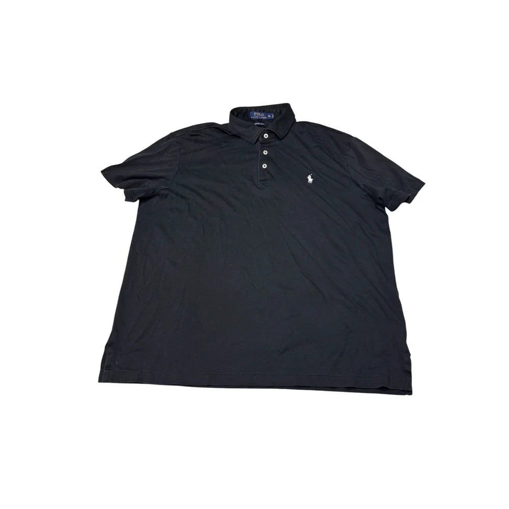 Polo Ralph Lauren Mens XL Black Pima Soft Touch Cotton Short Sleeve Polo Shirt